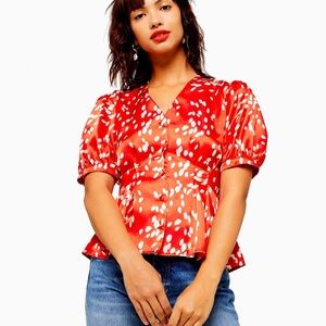 Topshop Pleated Satin Blouse